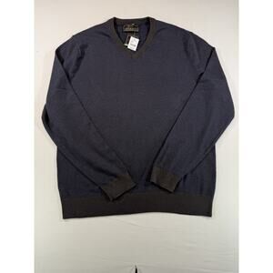 Jos A Bank Reserve Men’s V Neck Sweater Large Cotton Cashmere Blue NWT